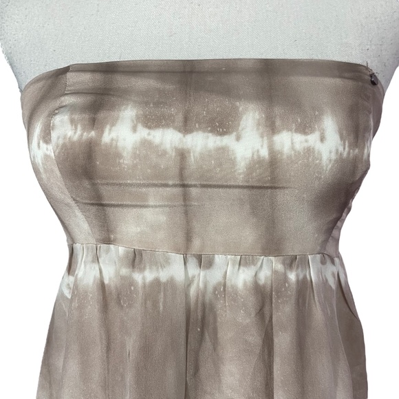 Guess 100% Silk Strapless Dress 2 High-Low Tube Tie-Dye Chiffon Striped Sun - Picture 5 of 14